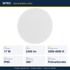Plafoniera LED da esterno 17W 3000-4000K IP65 ZODIAC Bianco e Nero - Intec - foto 2
