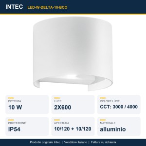 Applique LED da esterno 10W CCT IP54 DELTA Bianco e Grigio - Intec - foto 2