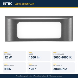 Applique LED da esterno 12W CCT 3000-4000K IP65 Antracite, Bianco e Bronzo - Intec - foto 2