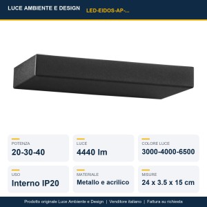 Applique LED 20-30-40W CCT 3000-4000-6500K EIDOS Nero e Oro - Luce Ambiente e Design - foto 2