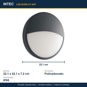 Plafoniera LED da esterno 20W 4000K IP65 EVER Antracite e Bianco - Intec - foto 3