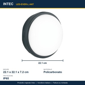 Plafoniera LED da esterno 20W 4000K IP65 Antracite e Bianco - Intec - foto 3