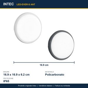Plafoniera da esterno LED 15W 4000K IP65 LED EVER Antracite e Bianco - Intec - foto 3