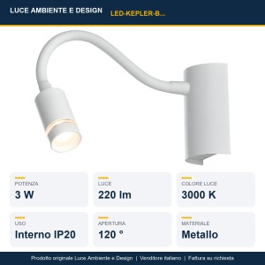 Plafoniera LED 3W 3000K KEPLER Bianco e Nero - Luce Ambiente e Design - foto 3