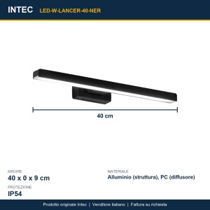 Plafoniera da bagno LED 10W 4000K 40 cm IP54 LANCER Bianco e Nero - Intec - foto 3
