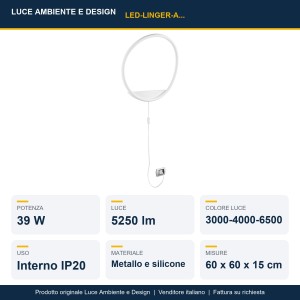 Applique LED 39W CCT Ø60cm IP20 LINGER Bianco e Nero - Luce Ambiente e Design - foto 2