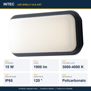 Plafoniera da esterno LED 15W CCT IP65 SHELLY Antracite e Bianco - Intec - foto 2