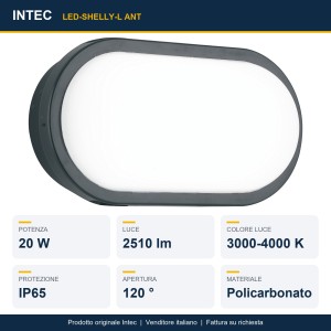 Plafoniera da esterno LED 20W 3000-4000K IP65 Antracite e Bianco - Intec - foto 2