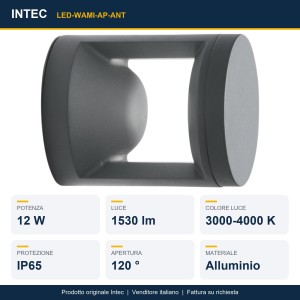 Applique da esterno LED 12W 3000-4000K IP65 WAMI Antracite e Bronzo - Intec - foto 2