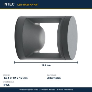 Applique da esterno LED 12W 3000-4000K IP65 WAMI Antracite e Bronzo - Intec - foto 3