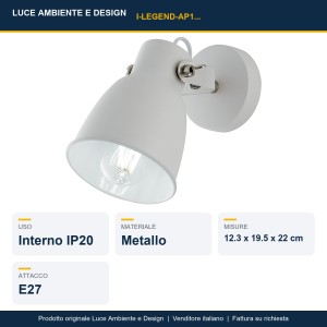 Applique da interno 4 luci E27 IP20 LEGEND Bianco, Bronzo e Grigio - Luce Ambiente e Design - foto 2