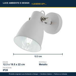 Applique da interno 4 luci E27 IP20 LEGEND Bianco, Bronzo e Grigio - Luce Ambiente e Design - foto 3