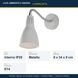 Applique da interno E14 LOGIKO Bianco, Grigio e Nero - Luce Ambiente e Design