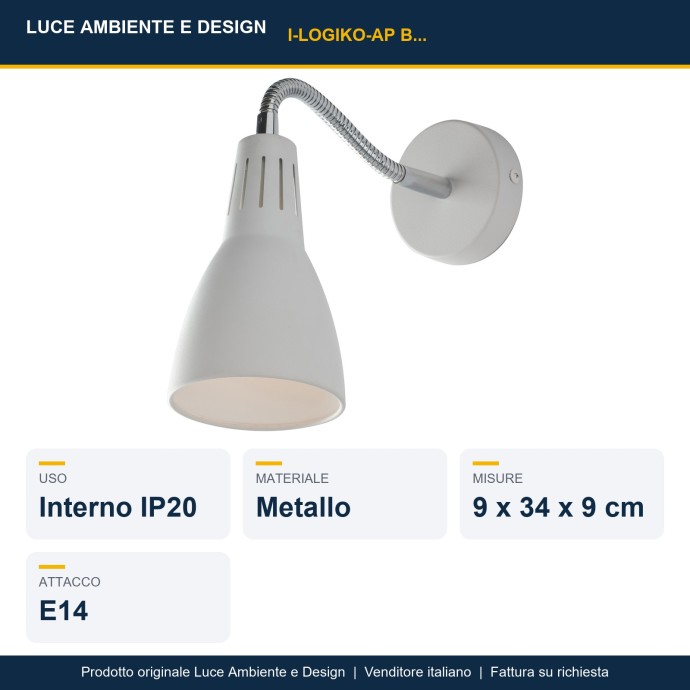 Applique da interno E14 LOGIKO Bianco, Grigio e Nero - Luce Ambiente e Design