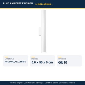 Applique da interno GU10 2 luci 50 cm LORD Bianco, Nero e Oro - Luce Ambiente e Design - foto 2