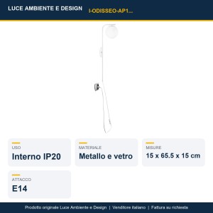 Applique da interno 1 luce E14 IP20 ODISSEO Bianco, Nero e Oro - Luce Ambiente e Design - foto 2