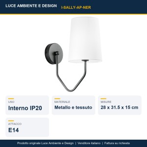 Applique da interno E14 1 luce SALLY Nero e Oro - Luce Ambiente e Design - foto 2