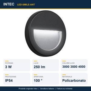 Applique da esterno LED 3W CCT IP54 3000/3500/4000K Antracite e Bianco - Intec - foto 2