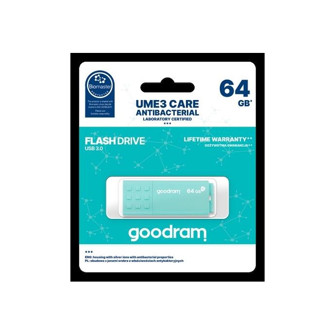 Pendrive GoodRAM 64GB UME3 CARE - ANTIBATTERICA - USB 3.0 Pendrive GoodRAM 64GB UME3 CARE - ANTIBATTERICA - USB 3.0