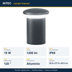 Paletto LED da esterno 10W IP65 BITT Antracite e Bronzo - Intec - foto 2