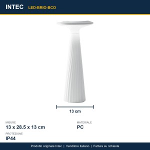 Lampada ricaricabile da esterno LED 2,5W 3000K IP44 BRIO Bianco e Nero - Intec - foto 4