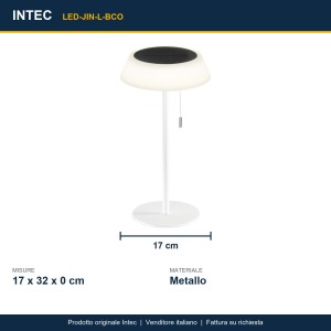 Lampada da tavolo solare ricaricabile LED 1,2W 3000K JIN Bianco e Nero - Intec - foto 3
