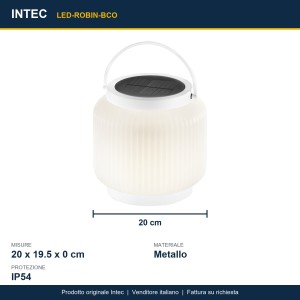 Lampada solare da esterno LED 1,2W 3000K IP54 ROBIN Bianco e Nero - Intec - foto 3