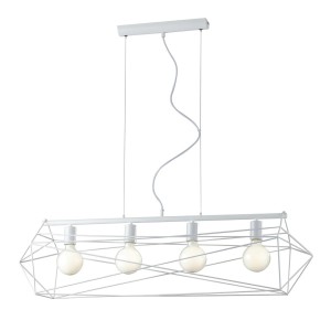 Sospensione 4 luci E27 IP20 ABRAXAS Bianco e Oro - Luce Ambiente e Design