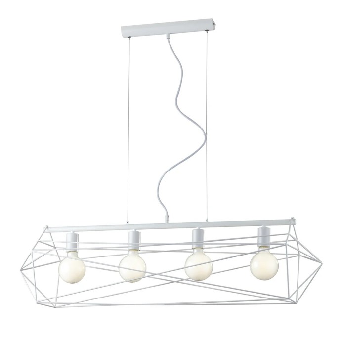 Sospensione 4 luci E27 IP20 ABRAXAS Bianco e Oro - Luce Ambiente e Design
