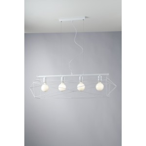 Sospensione 4 luci E27 IP20 ABRAXAS Bianco e Oro - Luce Ambiente e Design - foto 3