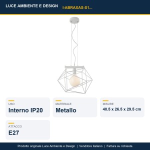 Sospensione E27 IP20 ABRAXAS Bianco e Oro - Luce Ambiente e Design - foto 2