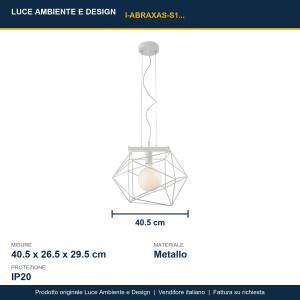 Sospensione E27 IP20 ABRAXAS Bianco e Oro - Luce Ambiente e Design - foto 3