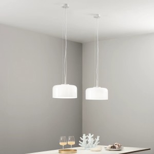 Sospensione in vetro 30 cm E27 GIBUS Bianco, Blu e Grigio - Luce Ambiente e Design