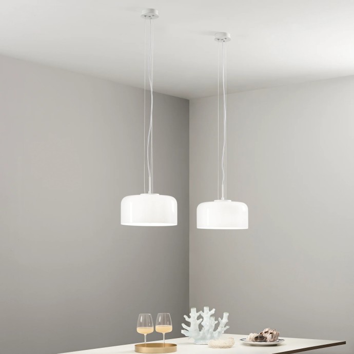 Sospensione in vetro 30 cm E27 GIBUS Bianco, Blu e Grigio - Luce Ambiente e Design