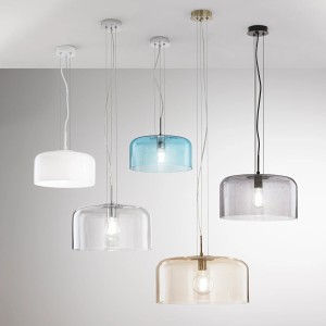 Sospensione in vetro 35 cm E27 IP20 GIBUS Bianco e Blu - Luce Ambiente e Design - foto 2