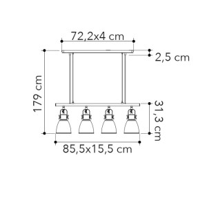 Sospensione 4 luci E27 in metallo IP20 LEGEND Bianco e Bronzo - Luce Ambiente e Design - foto 2