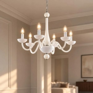 Lampadario a sospensione 6 luci E14 IP20 ALFIERE Bianco e Nero - Luce Ambiente e Design