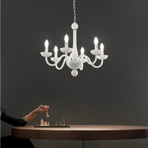 Lampadario a sospensione 6 luci E14 IP20 ALFIERE Bianco e Nero - Luce Ambiente e Design - foto 3