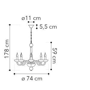 Lampadario a sospensione 6 luci E14 IP20 ALFIERE Bianco e Nero - Luce Ambiente e Design - foto 4