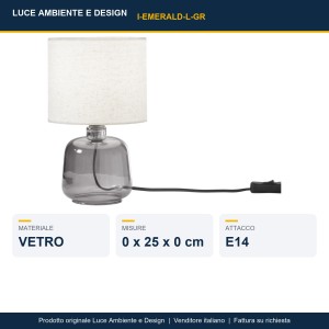 Lampada da tavolo E14 in vetro Emerald Grigio e Verde - Luce Ambiente e Design - foto 2