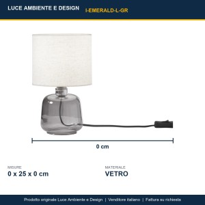 Lampada da tavolo E14 in vetro Emerald Grigio e Verde - Luce Ambiente e Design - foto 3