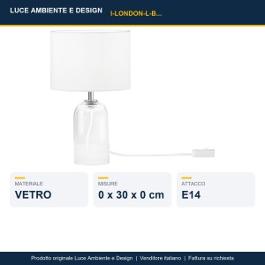 Lampada da tavolo in vetro E14 London Bianco e Grigio - Luce Ambiente e Design - foto 2