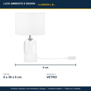 Lampada da tavolo in vetro E14 London Bianco e Grigio - Luce Ambiente e Design - foto 3