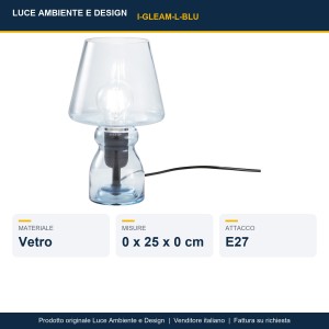 Lampada da tavolo in vetro E27 Gleam Blu e Grigio - Luce Ambiente e Design - foto 2