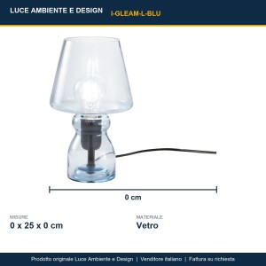 Lampada da tavolo in vetro E27 Gleam Blu e Grigio - Luce Ambiente e Design - foto 3