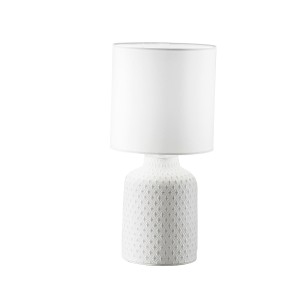 Lampada da tavolo E14 in ceramica e tessuto RAVELLO Bianco e Grigio - Luce Ambiente e Design