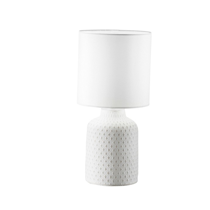 Lampada da tavolo E14 in ceramica e tessuto RAVELLO Bianco e Grigio - Luce Ambiente e Design