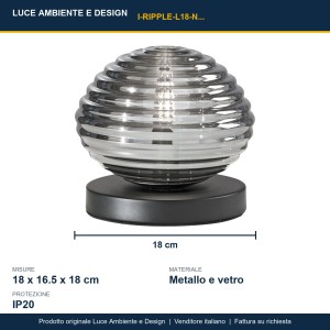 Lampada da tavolo E27 1 luce RIPPLE Nero e Oro - Luce Ambiente e Design - foto 3