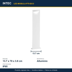 Paletto da esterno LED 8W 3000K 70 cm IP65 Bianco e Bronzo - Intec - foto 3