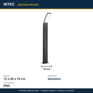 Paletto da esterno LED 12W CCT 3000-4000K IP65 Antracite e Bianco - Intec - foto 4
